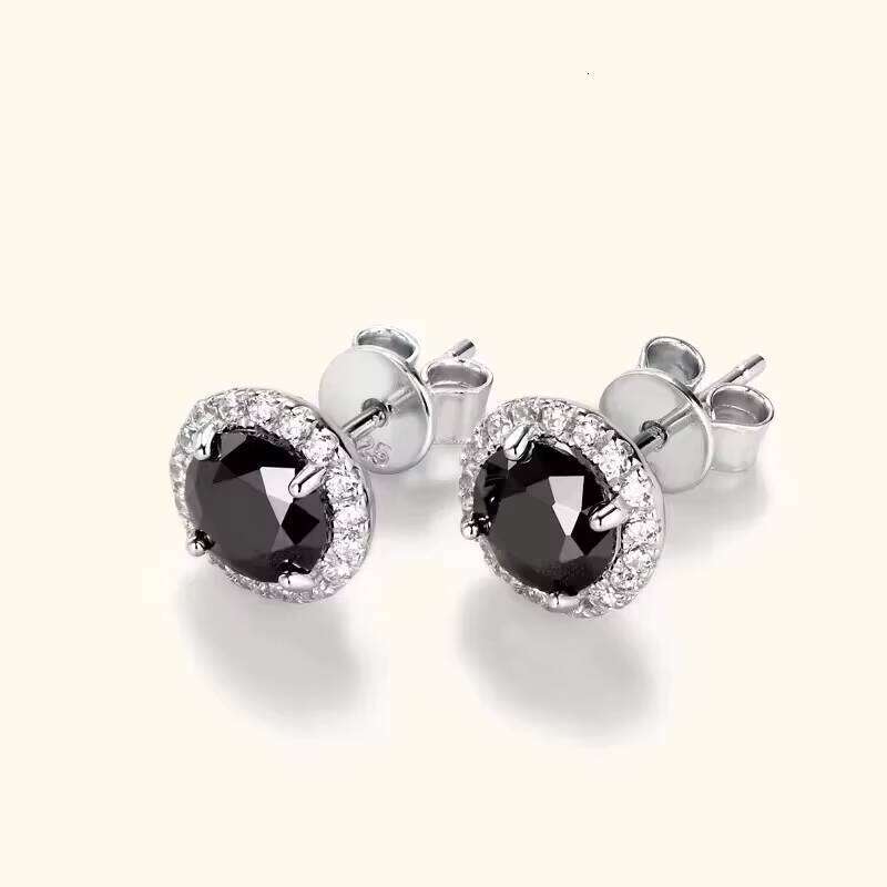 0.5-1 Carat 925 Sterling Silver Moissanite Earrings Women Fashionable Trendy Design Elegant Temperament Black Bag Luxury Niche