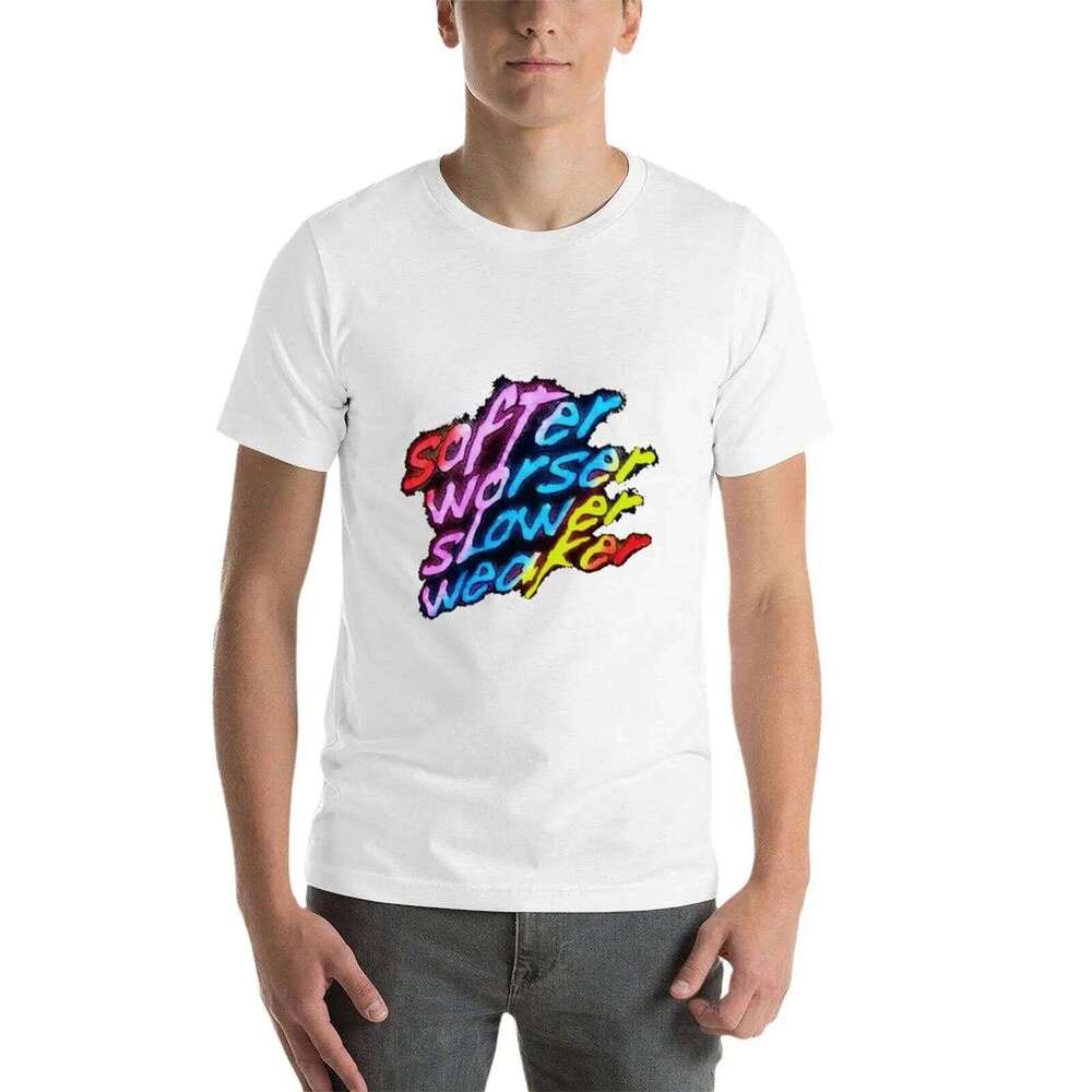 Softer Worser Slower Weaker for man pack white anime t shirts oversize T-Shirt C260207