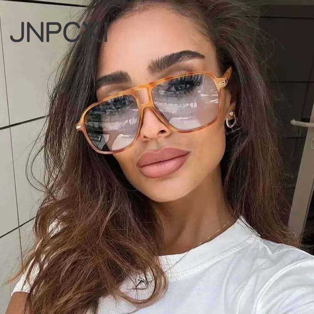 JNPCXI Retro Double Bridges Men Pilot Sunglasses UV400 Rivets Decoration Leopard Shades Women Trending Sun Glasses Y260207