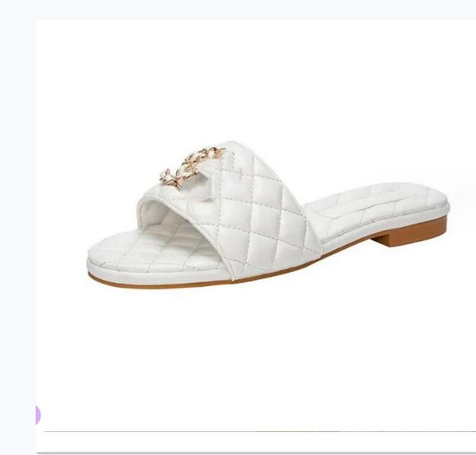 Luxury Metallic Slide Sandals Designer Slides Women's Slippers Shoes Summer Sandal Fashion Wide Flat Flip Flops Slipper For Women Low Heel Shoes Size 35-42 CH6729