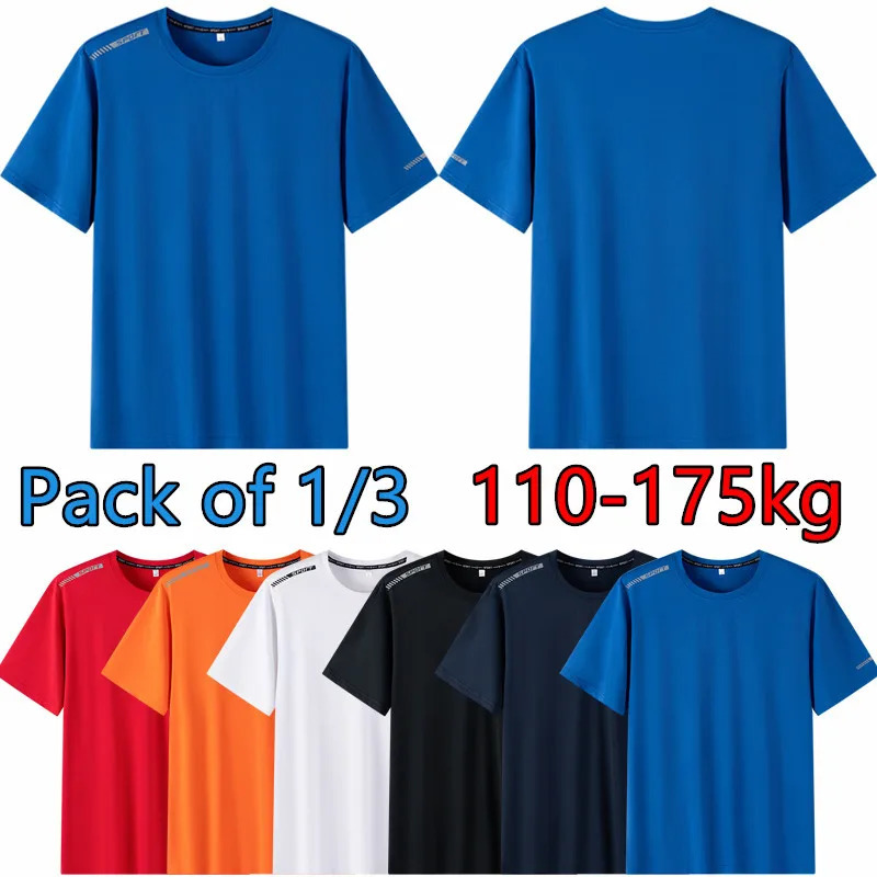 Plus Size T-shirt Men for 110-175kg Pack of 13 Breathable Quick Dry Tees Big Oversized Round Neck Short Sleeve Sport T-shirt 260122