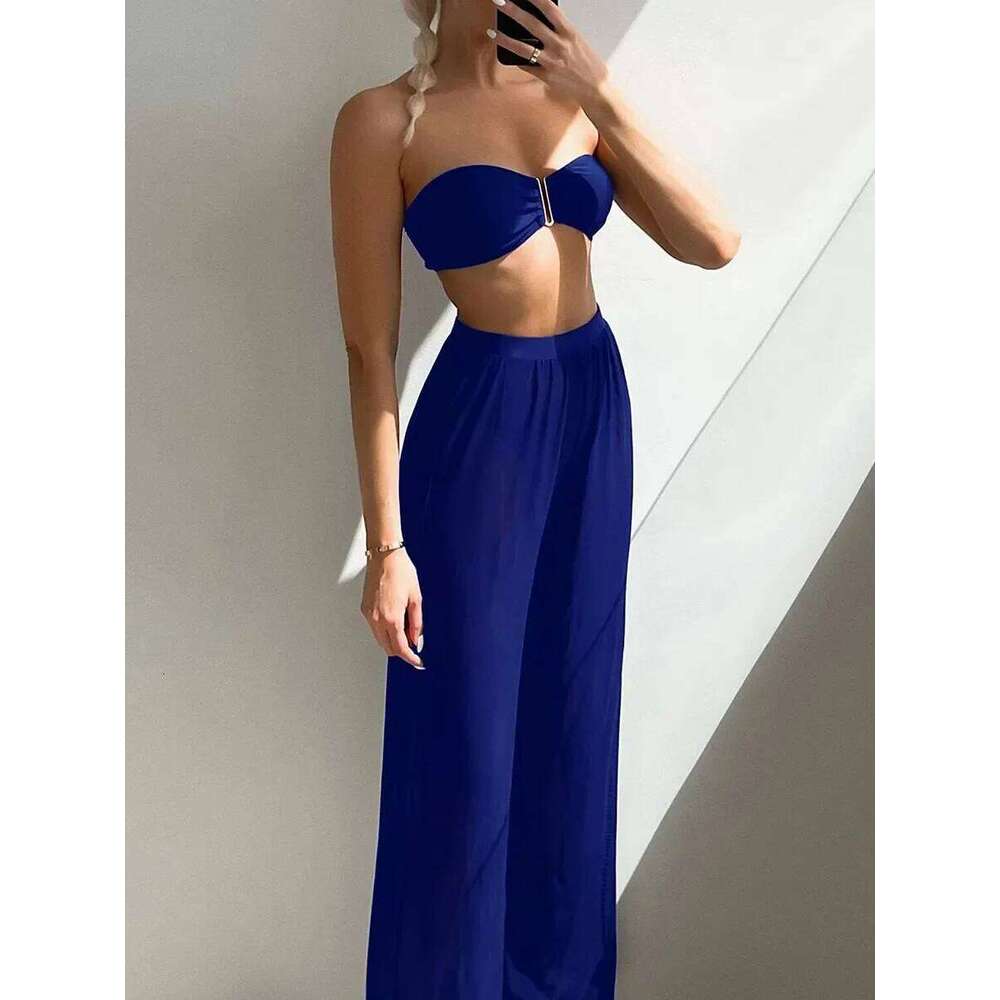 3 Pieces U Wired Bandeau Bikini 2025 Sexy Swimsuit Women & Beach Pants Swimwear Female Beachwear Bathers Bathing Swimming Suit C260207