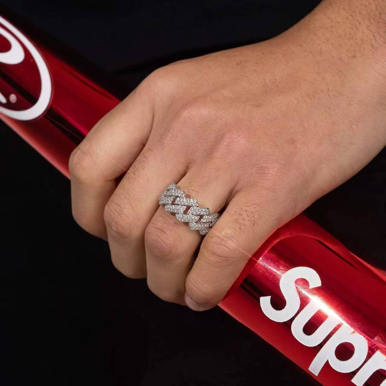 Hip Hop Iced Out Full Paved D Color VVS Moissanite Round Brilliant Cut CNAS Certified Ring S925 Silver Plated 18K Gold Men Women