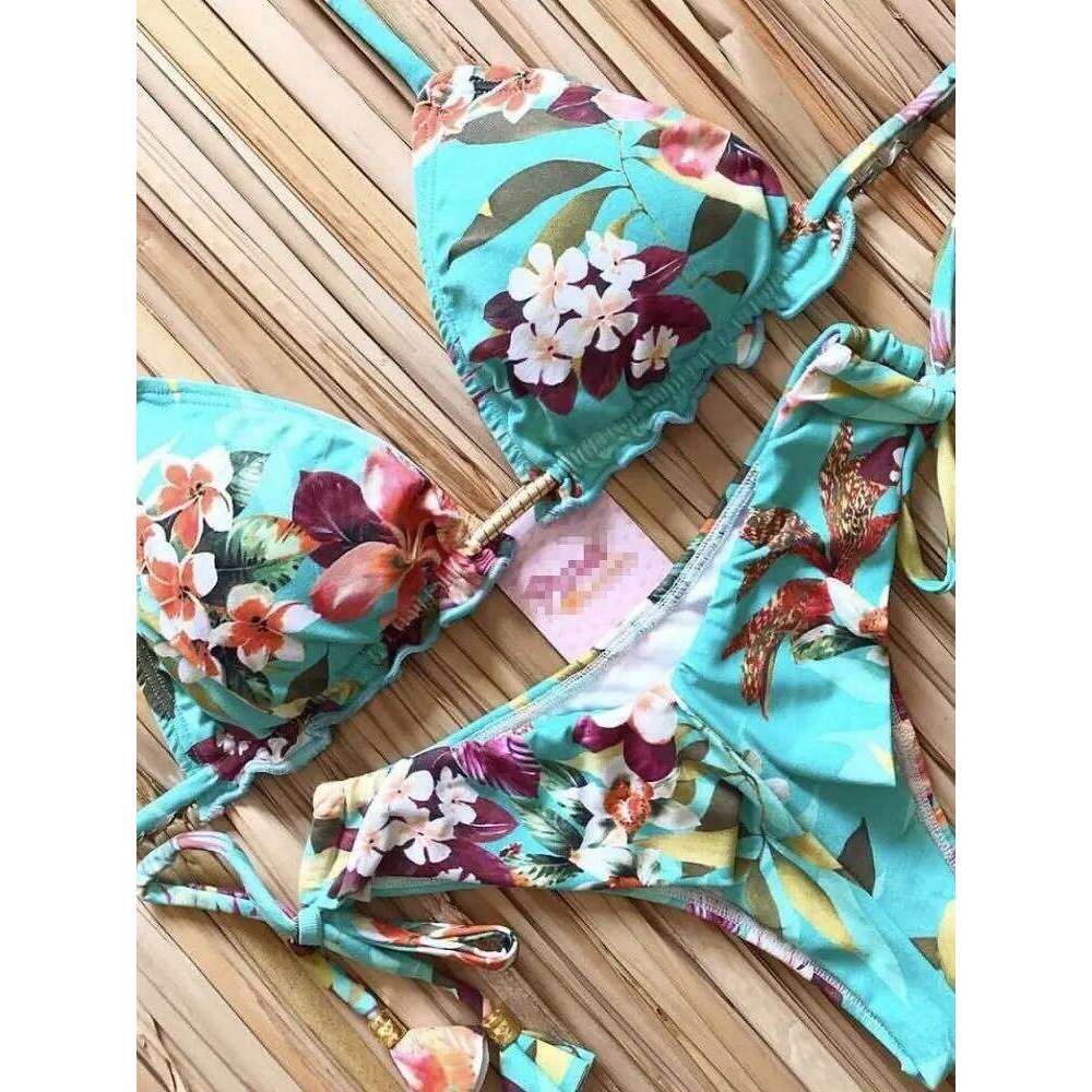 2020 New Bikinis Women Swimsuit Cross Bandage Swimwear Push Up Bikini Set Beach Bathing Suit Brazilian Biquni Print C260207