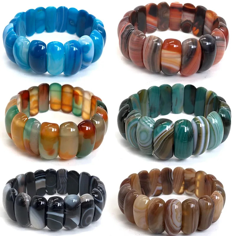 natural botswana agates/Red Blue Sardonyx stone beads bracelet natural gem stone bangle fine jewelry woman for gift wholesale 260202