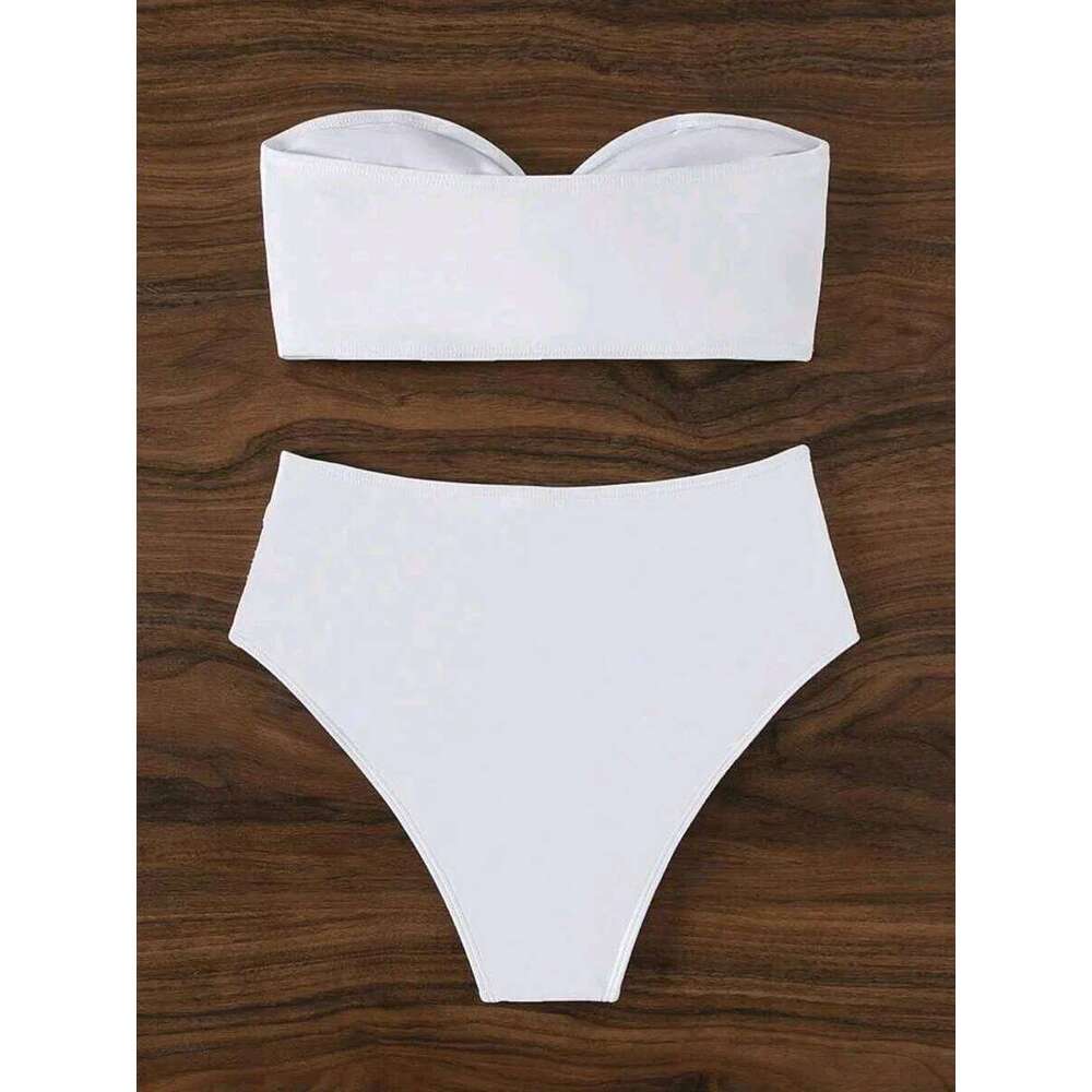 XS - L 3D Flower Bandeau Bikinis Female Swimsuit High Waist Women Swimwear Two-pieces Bikini Set Bathing Suit Swim Lady C260207