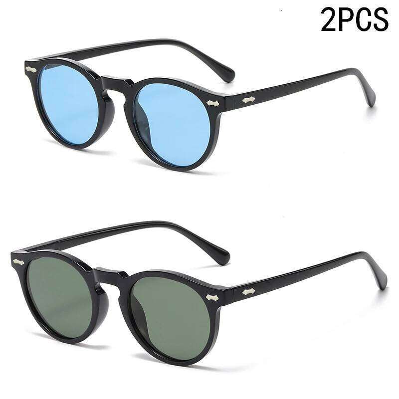 2PCS New Style Of Retro Glasses Round Fashion Mita Personalized Sunglasses JH3053 Y260207
