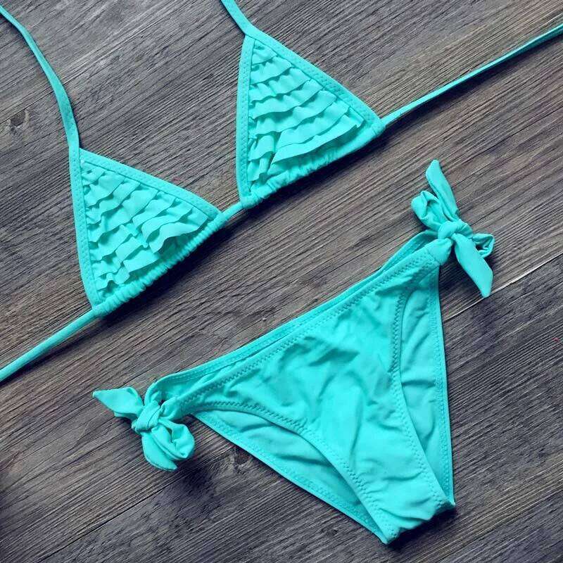 Children Swimwear Baby Cute Girls Split Two Pieces Swimsuit Bathing Suit Beachwear Kids Falbala Bikini 4 Colors C260207
