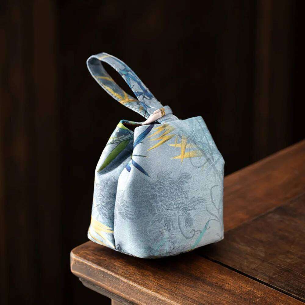 Chinese Style Teacup Drawstring Cloth Breakage-proof Print Small Item Pouch Portable Multifunctional Teaware Storage Bag ChicBag1113