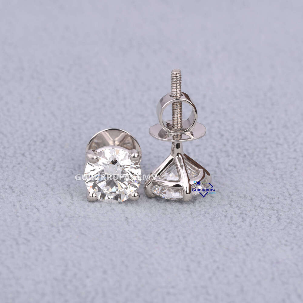 925 Sterling Silver Moissanite Diamond Round Cut Stud Earrings Stylish Fine Jewelry Men Women Trendy Design For Wedding Gift