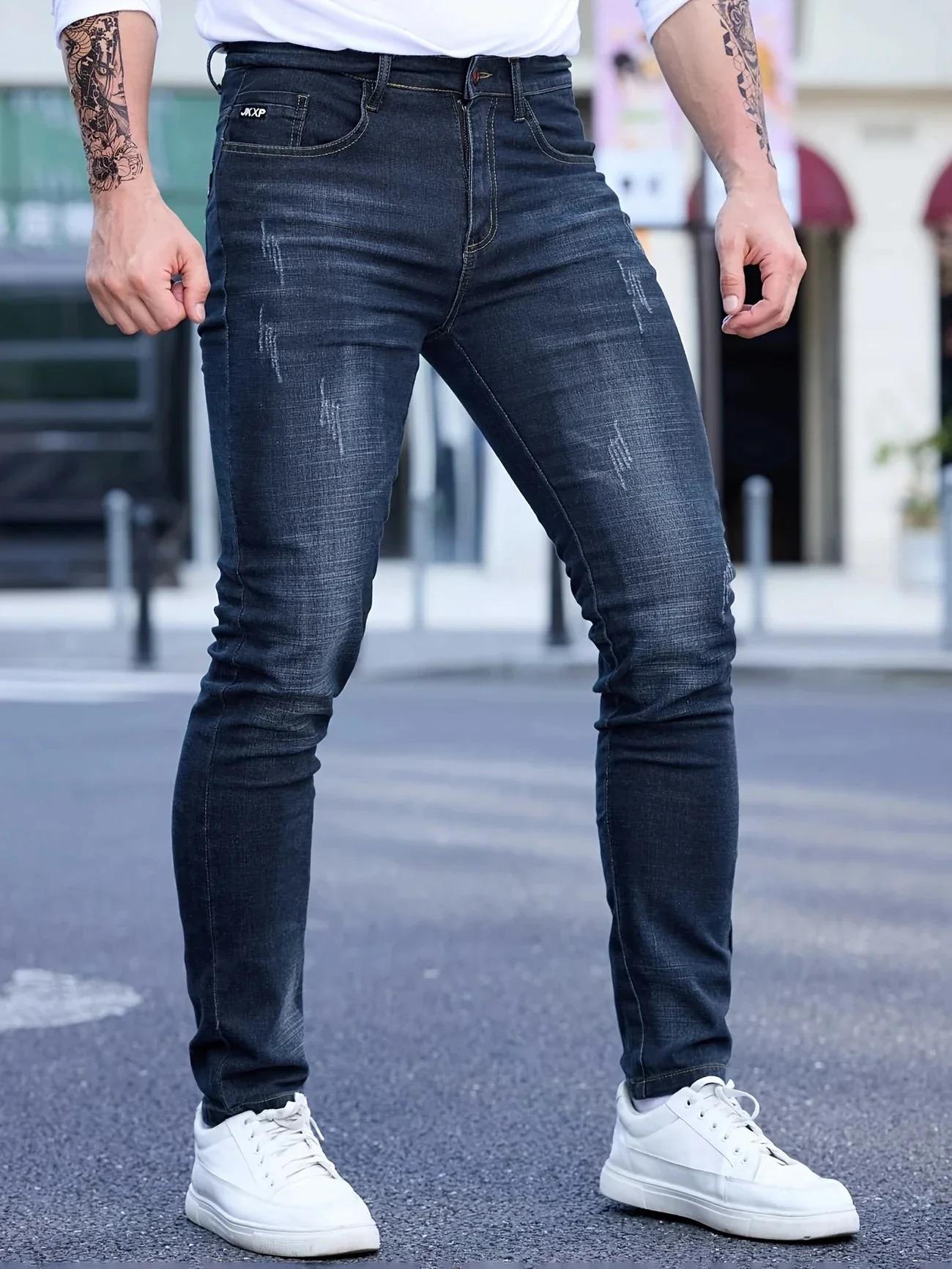 2025 Spring Autumn Mens Fashion Ripped Skinny Jeans Street Style Vintage Wash Solid Denim Casual Slim Fit Pencil Pants 28-36 260122