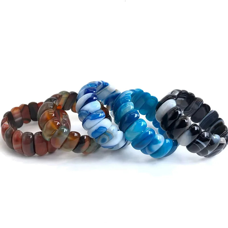 natural botswana agates/Red Blue Sardonyx stone beads bracelet natural gem stone bangle fine jewelry woman for gift wholesale 260202