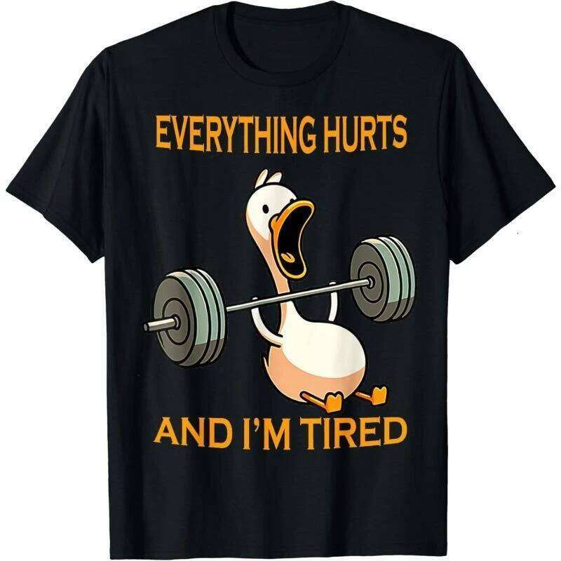 Funny Duck Fitness Black T-shirt For Men Fun Humour Text 3D Print Hip Hop Tee Shirts Summer Gym Sport Breathable Fashion Top C260207