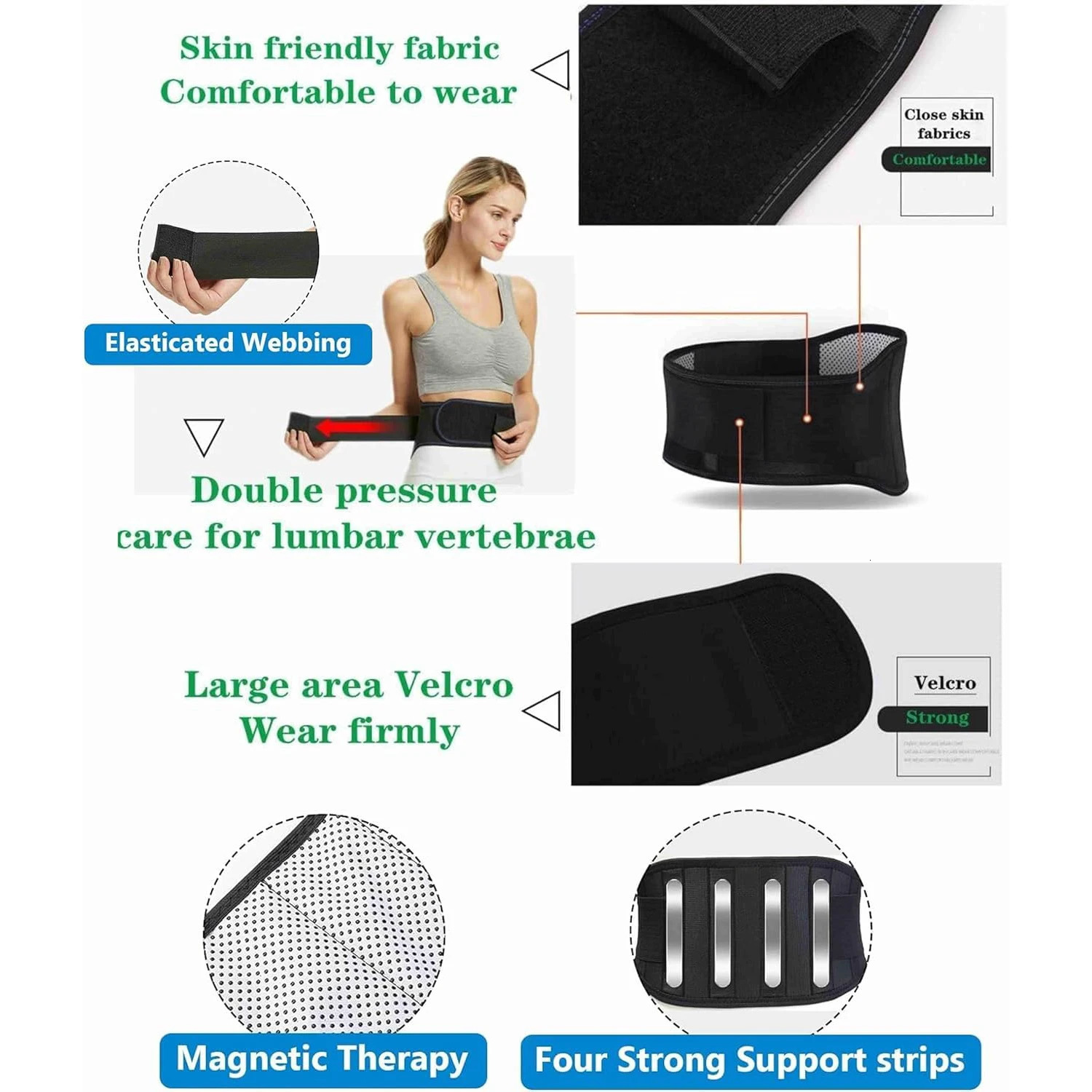 Adjustable Magnets SelfHeating Magnetic Therapy Back And Waist Support Belt Massage Sports Protector Lumbar Brace Band 260202