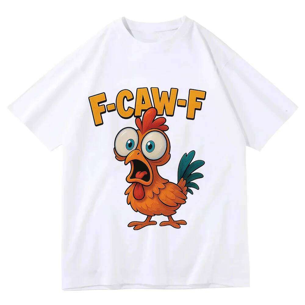 New 2025 Funny Caw F Harajuku Short Sleeves Tshirt Women Humor T Shirt Chicken Aesthetic Casual Oversized Tops Unisex C260207