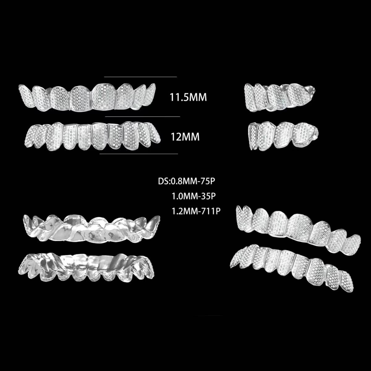 Fashion Jewelry Custom Grillz Vvs Moissanite Teeth Grillz With Round Baguette Brilliant Cut Hip Hop Diamond Grillz