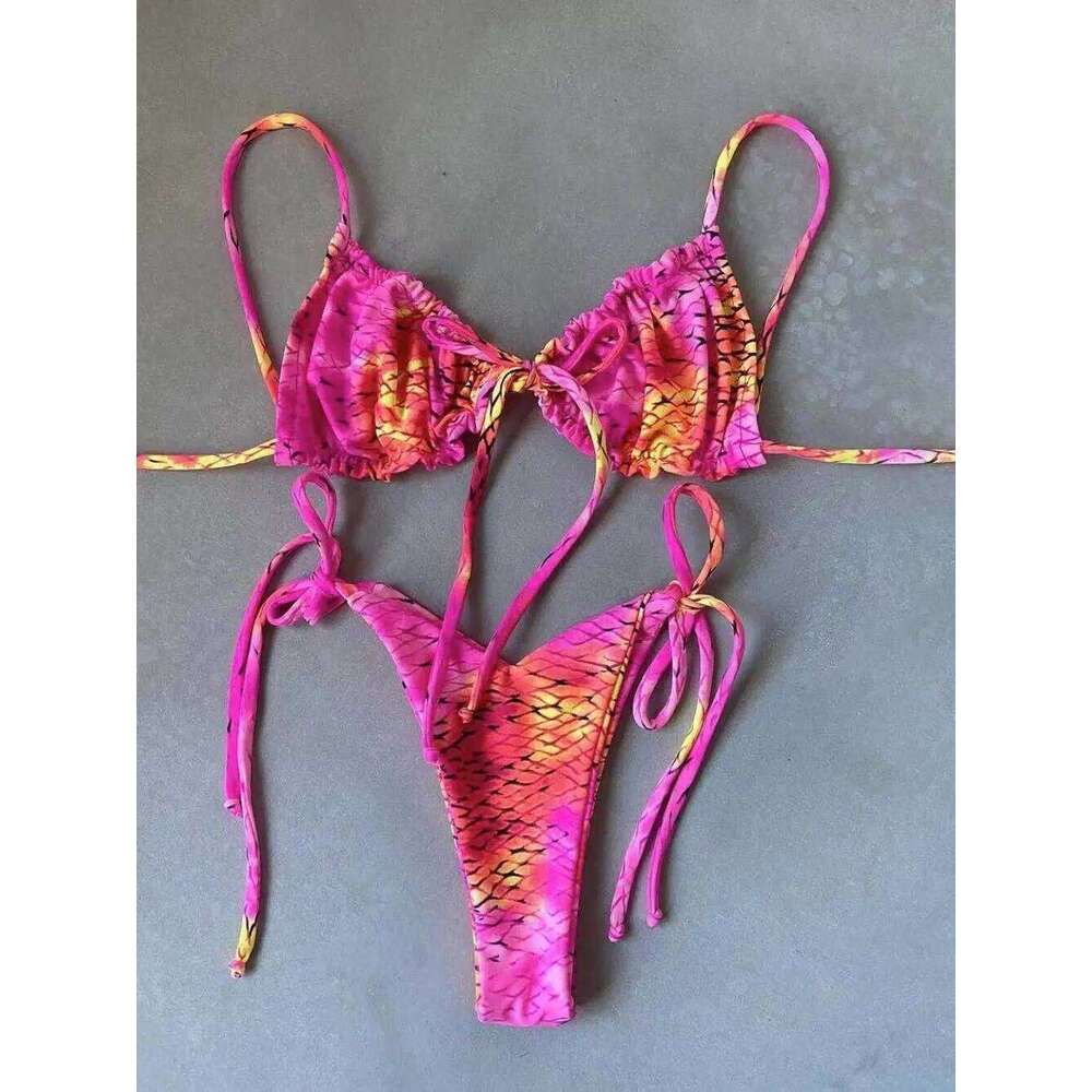 Sexy Swimsuit 2020 Micro Thong Bikini Set Bandage Beachwear Swimming Women Swimwear for Girls Bathing Suits 14 color C260207