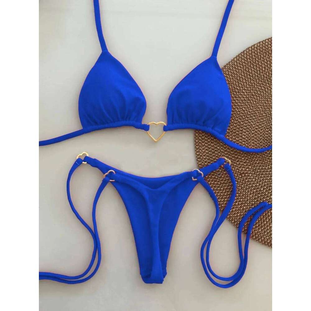 New Solid Color White Bikini Women suit Low Waist Lace-up Fashionable Swimsuit Two-piece Set C260207
