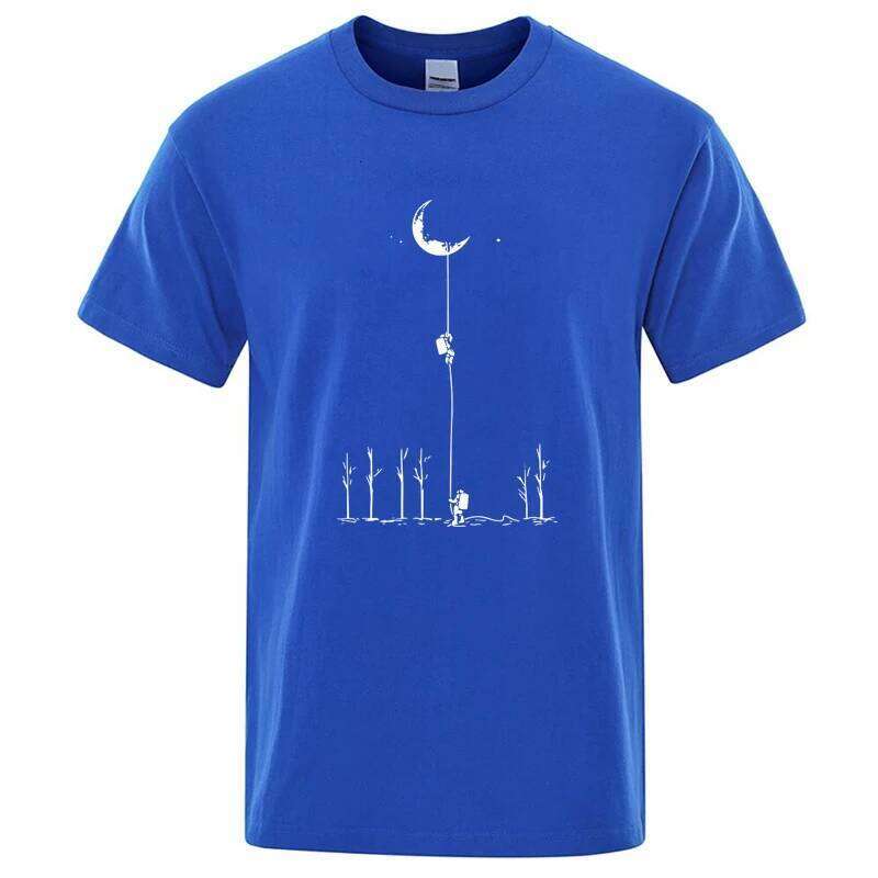Summer Men's High Quality 100% Cotton Cool Funny Astronaut Print Casual Loose O-neck for Men Male T-shirt Hip Hop Tee C260207