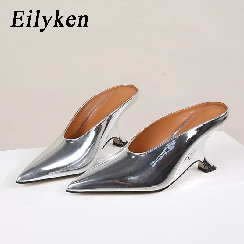 Eilyken Pointed Toe Women Slippers Shoes Shallow Wedges High Heels Banquet Mule Zapatos De Mujer 260208