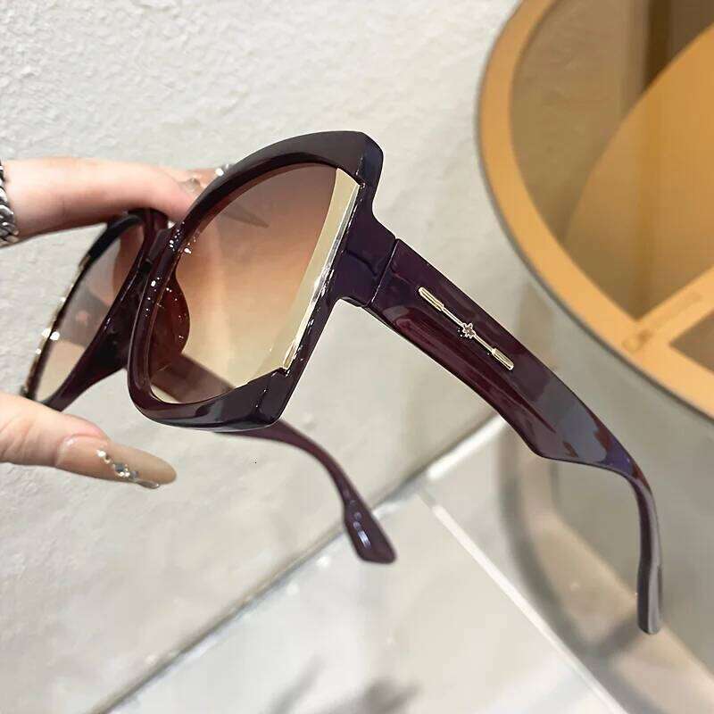 Chic Oversized Square Fashion Sunglasses Women Anti-Glare, Durable PC Frame with Metal Hinges - Perfect for Beach & Travel Y260207