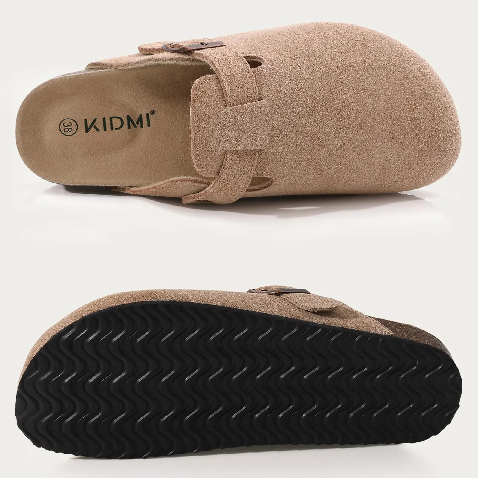 Litfun Suede Cork Clogs For Women Men Genuine Summer with Arch Support Leather House Mules Shoes Thick Beach Sandals 260208