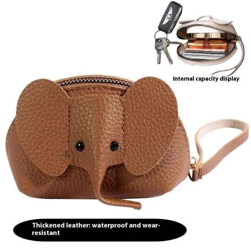 New Cute Small Wallet Cosplay Anime Pu Purse Elephant Japanese Backpack Pendant Creative Lipstick Zipper Card Bag Y260206