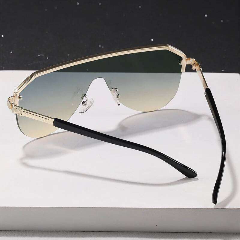 Vaneasel 1pc men women one-piece metal rimless frame trendy fashion versatile sunglasses suitable for daily outing and photo use Y260207