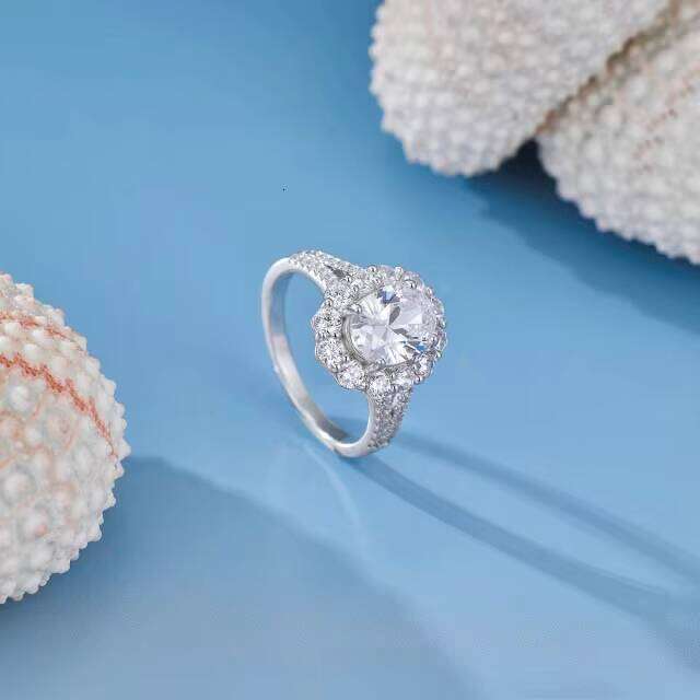 NATUNA Wholesale Romantic 925 Sterling Silver 2Ct Oval Moissanite Engagement Ring For Women