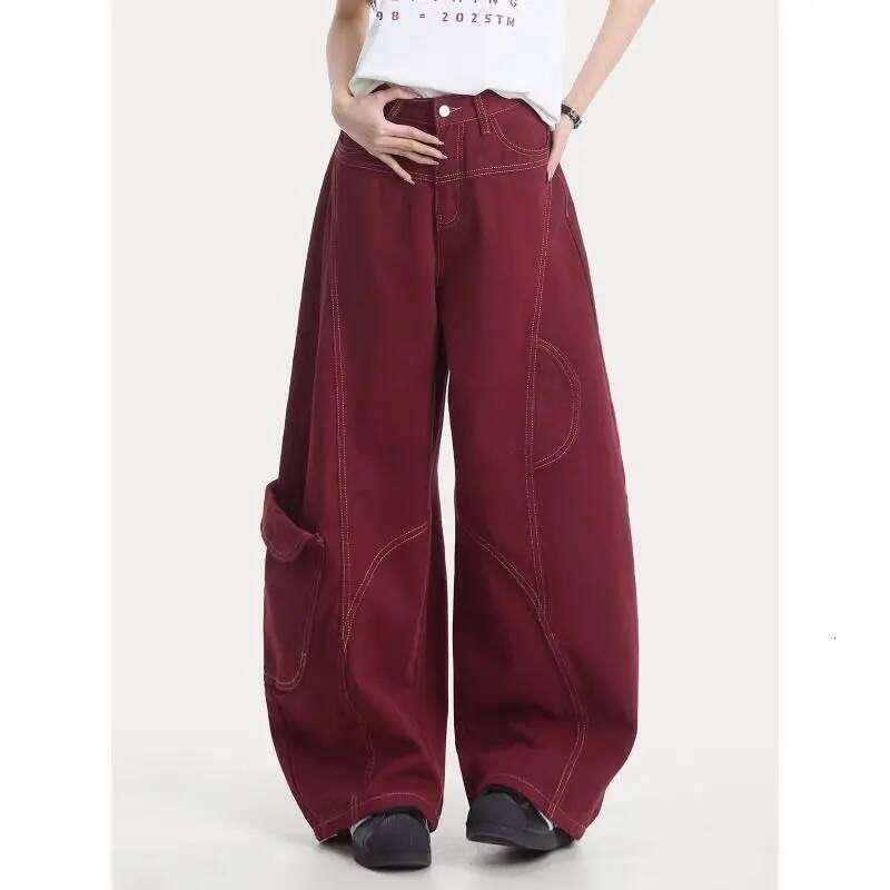Women's Bright Line Decoration Wide Leg Sweatpants Unisex Loose Pants Spring Y2k Bottoms Female High Waisted Baggy Trousers