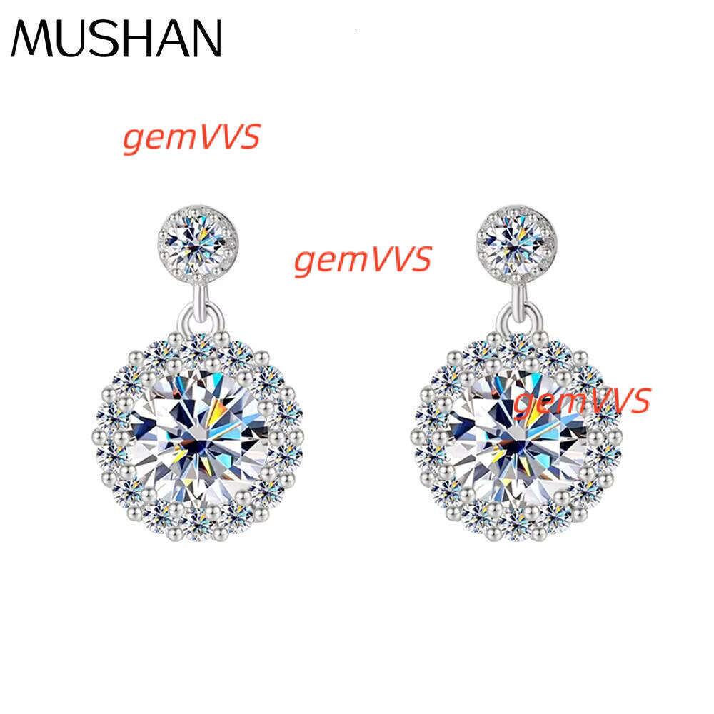 Mushan Jewelry Factory S925 Sterling Silver Round Ear Studs Simple And Elegant High End Moissanite Earrings