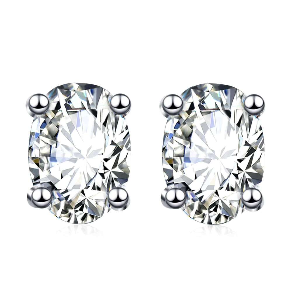 Wholesale Silver Elegant Fine Gemstone Luxury Diamond Emerald Cut 1Ct Moissanite Stud Earrings