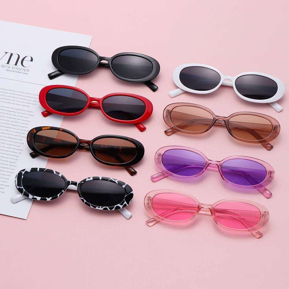 Retro Small Oval Frame Sunglasses Women Black Cow Color Sun Glasses Fashion Shades Polarized Eyewear UV400 Y260207