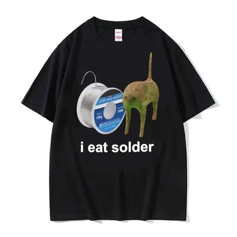 I Eat Solder Cursed Funny Cat Meme Women's Clothing Fashion Casual Harajuku Summer High Quality T-shirt Top C260207