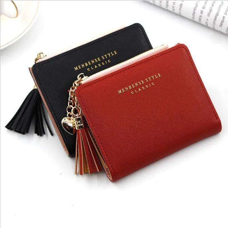Heart Tassel Small Cute Wallet Short Leather Women Wallets Zipper Purses Portefeuille Female Purse Clutch Bag Y260206