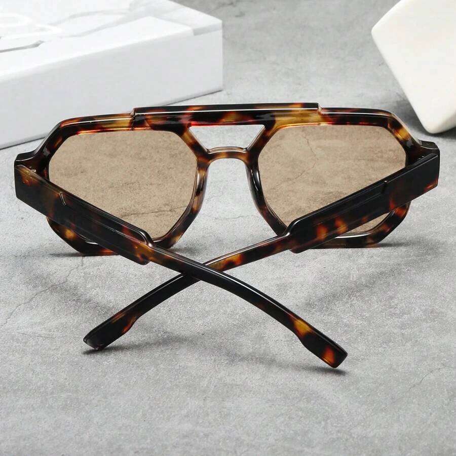 New Retro Double Bridges Women Polygon Square Sunglasses Fashion Blue Purple Men Shades UV400 Sun Glasses Y260207