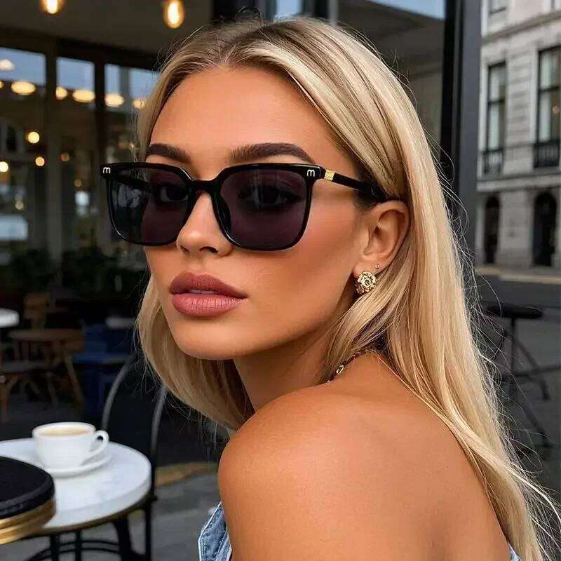 NEW Brand Sunglasses Women's Square Classic Large Frame Fashion Men's Rectangular Letter Design Retro Sun Glasses UV400 Y260207