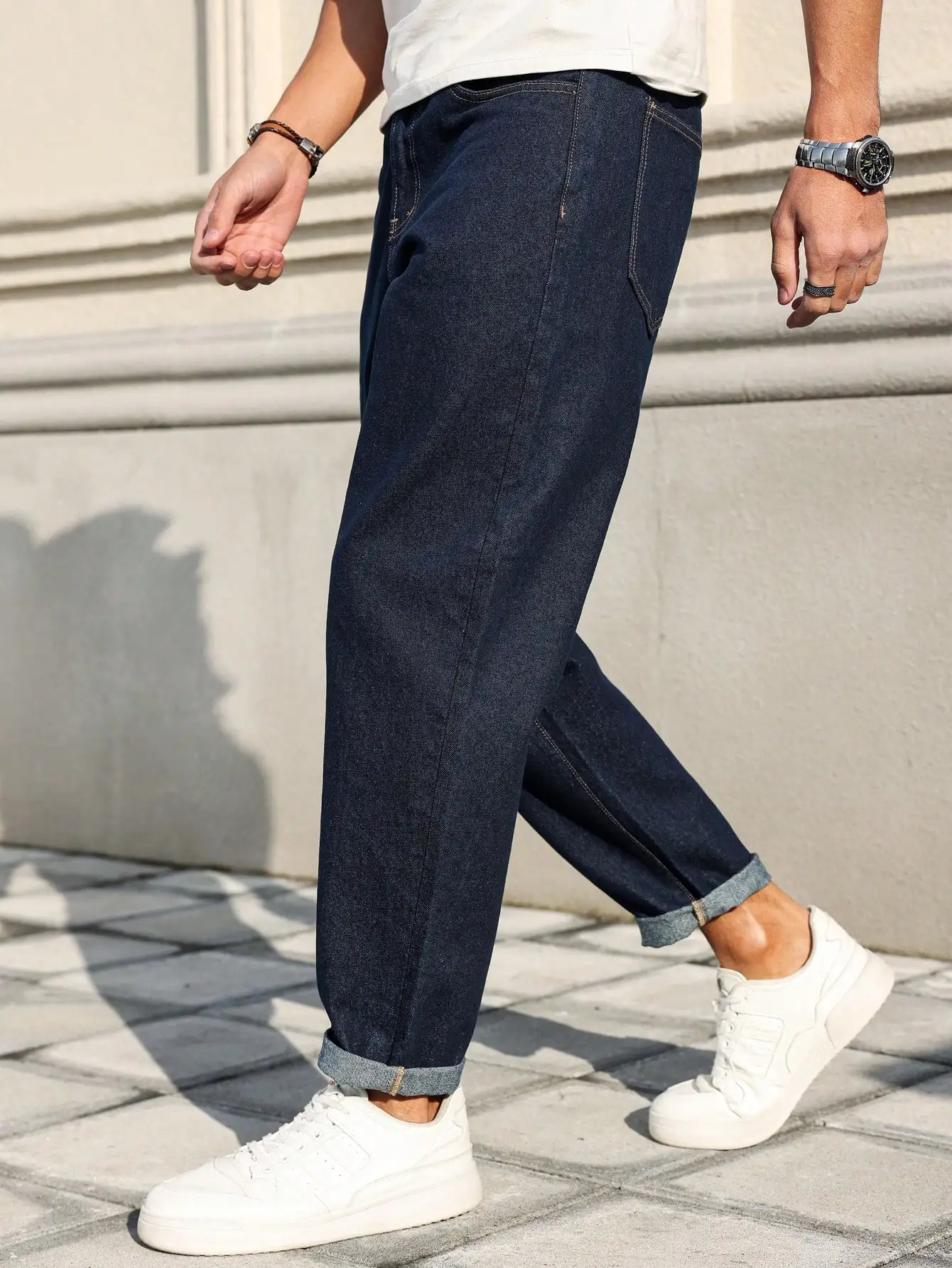 Mens deep blue slimfit fivepocket denim trousers casual and stylish with a slim cut that accentuates long legs versatile 260127