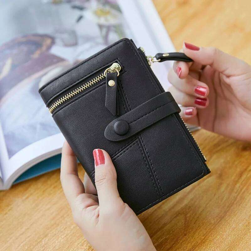 Personalized Name Women's Short Wallet Engraved name Multifunctional Solid Color Stitching Buckle Multi-card Coin Purse Y260206