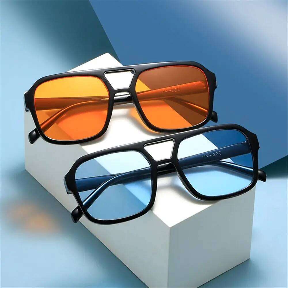 1PC Retro Square Aviation Sunglasses For Women Men Stylish Big Frame Sun Ins Style 70s Black Shades Glasses Y260207