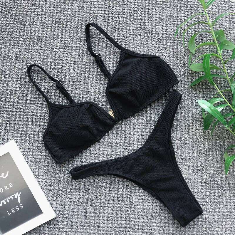 Womens Bikini Set Bandage Push Up Bra V-Neck Swimwear Swimsuit Bathing Beachwear Beach Dress maillot de bain femme C260207