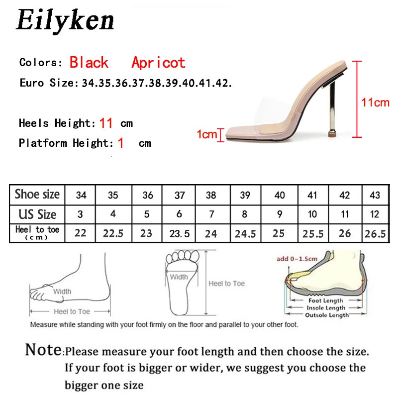 Eilyken Summer Women Slippers Outdoor Clear PVC Transparent Jelly Sandals Fashion Open Toe Thin High Heels Party Ladies Shoes 260208