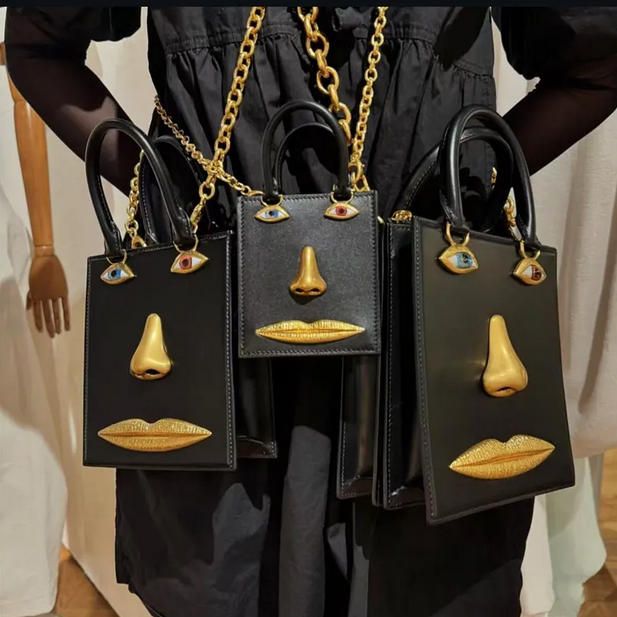 Schiaparelli bags ANATOMY JEWELRY BAG luxury designer face bag women Totes Bags Check Velour Thread Purse Solid Hasp Waist Square Stripes Women Luxury Handbags