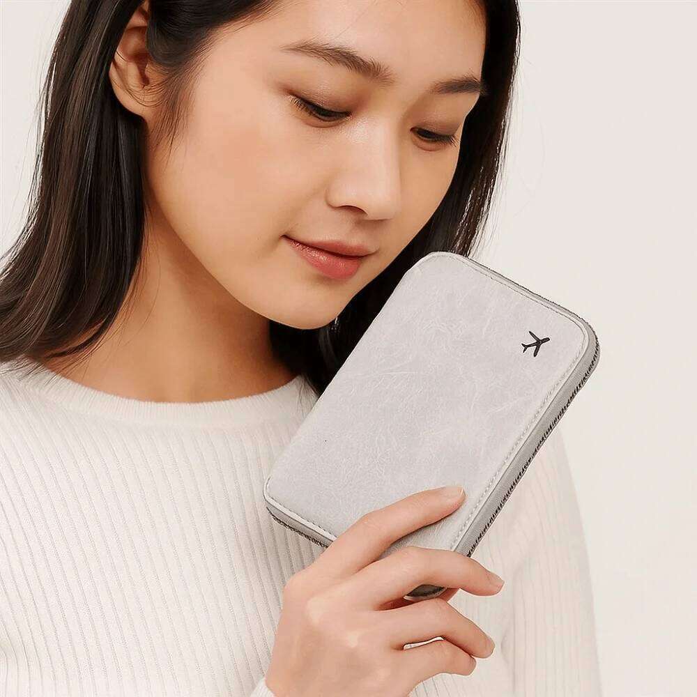 Solid Color PU Bag Airplane Check-in RFID Anti-theft Clip Passport Cover Card Holder Travel Wallet Men Y260206