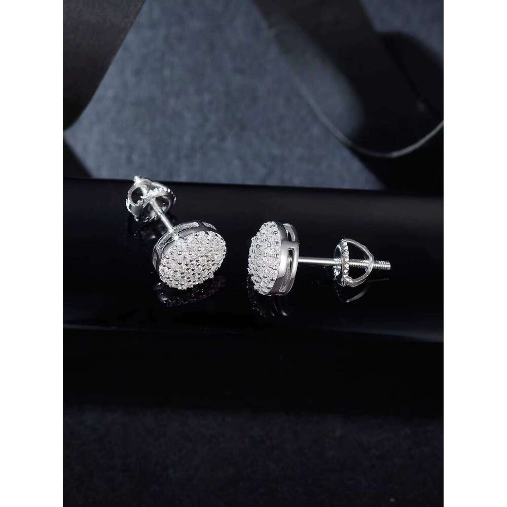 925 Sterling Silver Moissanite Diamond Stud Earrings Classic Style Screw Back With Iced Rhodium Plating Fine Jewelry