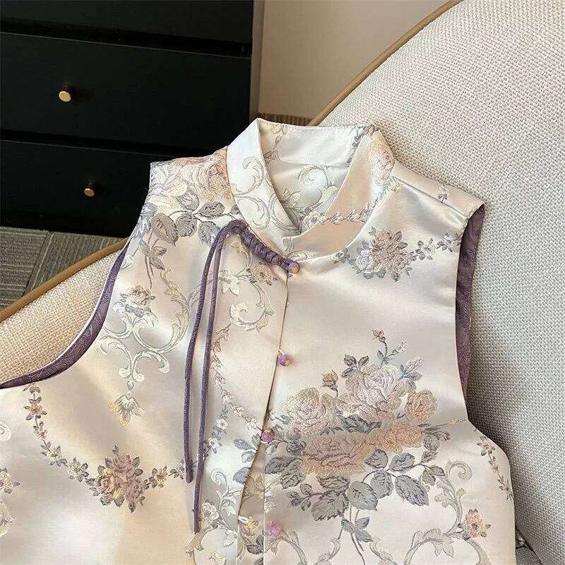 Jackets New Single-Breasted Chinese Style Women's Spring New High-End Popular Sleeveless Vest Jacket