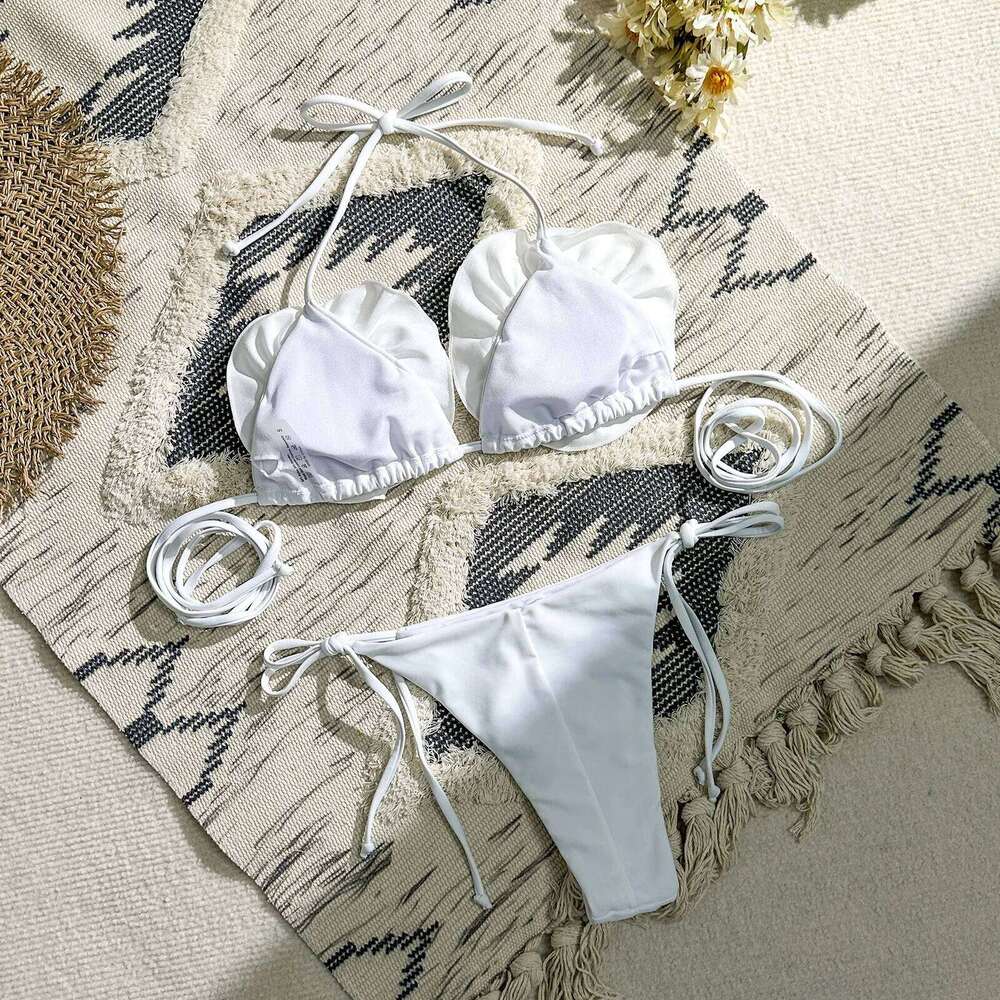sexy 3D flower micro mini bikinis sets triangle two pieces padded thong swimwear female bathing suit biquini C260207