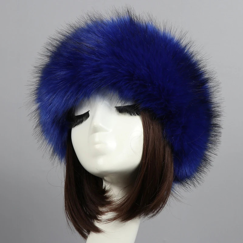Winter Outdoor Thick Furry Hairband Faux Fur Plush Empty Top Women Beanie Hats Russian Caps Female Elegant Cold-Proof Snow Caps 260202
