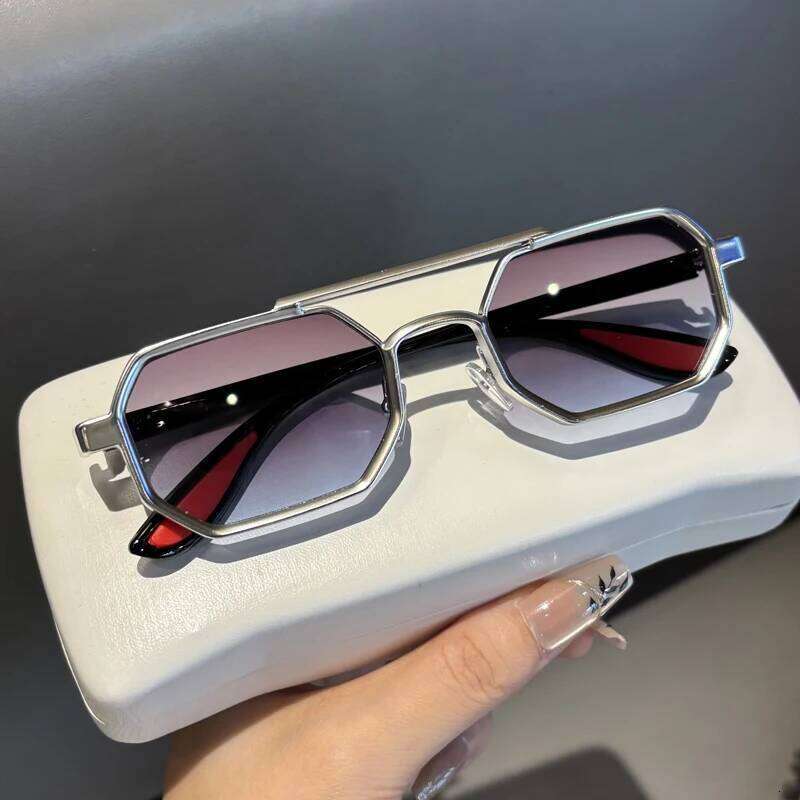 Retro Steam-Punk Sunglasses For Men With Polygonal Ddesign Large Frame Car-Specific Premium Quality UV Protection Edgy Chic Y260207