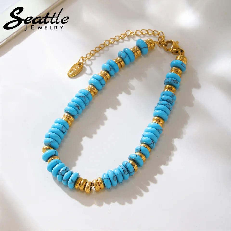 Fashion Multicolor Natural Stone Bracelet Womens Stainless Steel Gold Plated Handmade Beaded Bangle Female Trend Jewelry Gift 260202